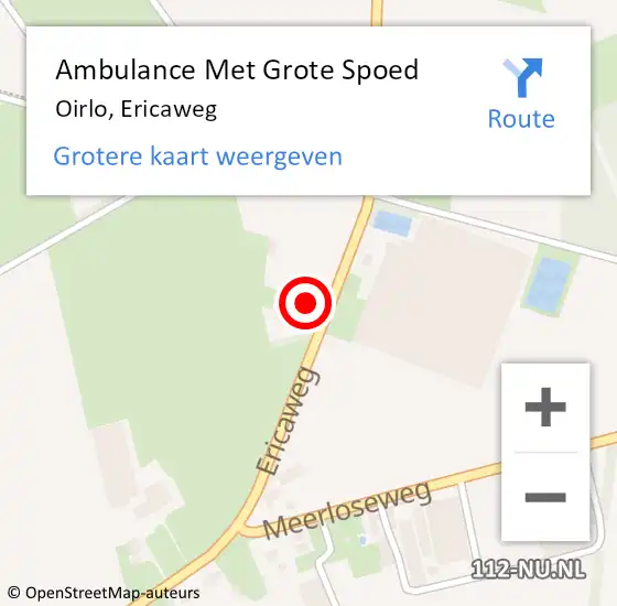 Locatie op kaart van de 112 melding: Ambulance Met Grote Spoed Naar Oirlo, Ericaweg op 6 december 2017 15:38