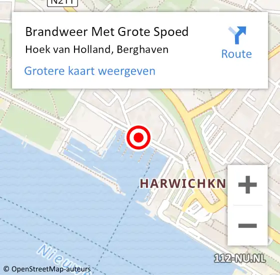 Locatie op kaart van de 112 melding: Brandweer Met Grote Spoed Naar Hoek van Holland, Berghaven op 6 december 2017 20:59
