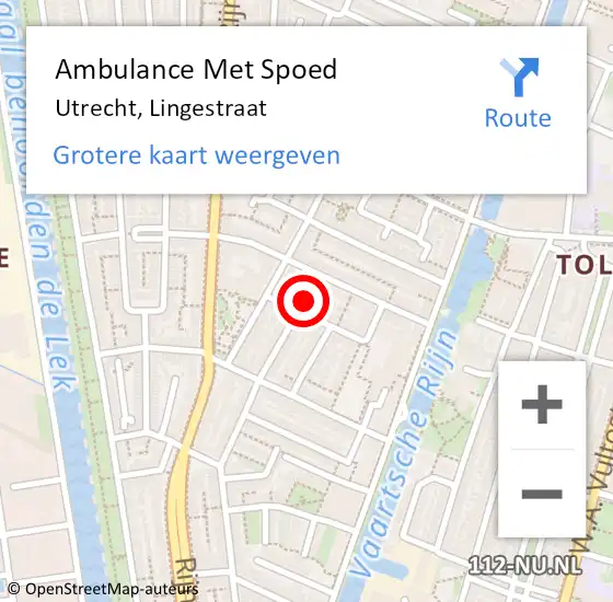 Locatie op kaart van de 112 melding: Ambulance Met Spoed Naar Utrecht, Lingestraat op 7 december 2017 04:41