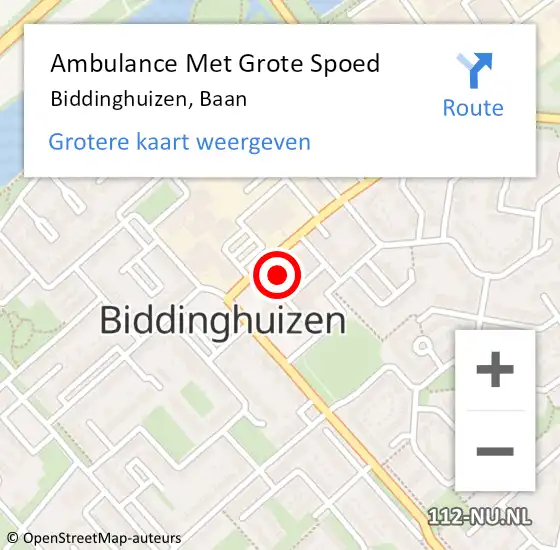 Locatie op kaart van de 112 melding: Ambulance Met Grote Spoed Naar Biddinghuizen, Baan op 7 december 2017 10:12