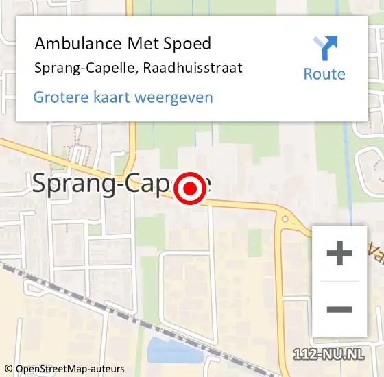 Locatie op kaart van de 112 melding: Ambulance Met Spoed Naar Sprang-Capelle, Raadhuisstraat op 7 december 2017 10:13