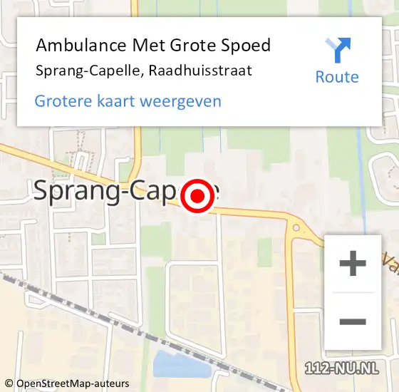 Locatie op kaart van de 112 melding: Ambulance Met Grote Spoed Naar Sprang-Capelle, Raadhuisstraat op 7 december 2017 10:16