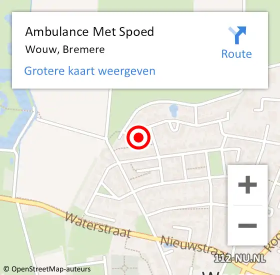 Locatie op kaart van de 112 melding: Ambulance Met Spoed Naar Wouw, Bremere op 7 december 2017 11:41