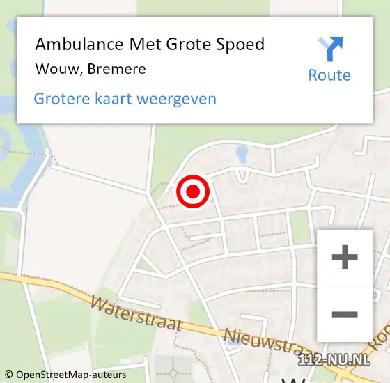 Locatie op kaart van de 112 melding: Ambulance Met Grote Spoed Naar Wouw, Bremere op 7 december 2017 11:42