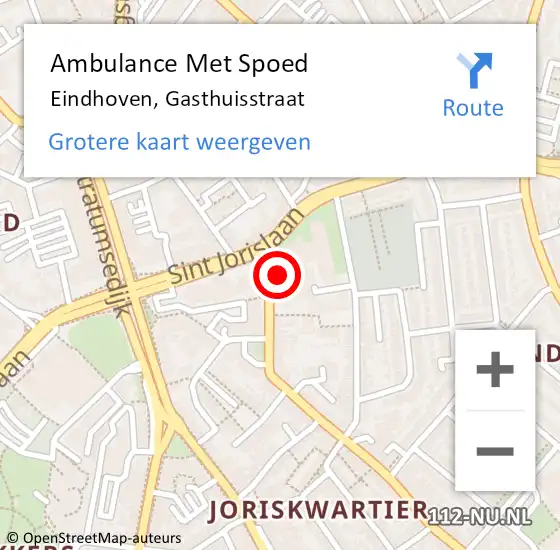 Locatie op kaart van de 112 melding: Ambulance Met Spoed Naar Eindhoven, Gasthuisstraat op 7 december 2017 11:54