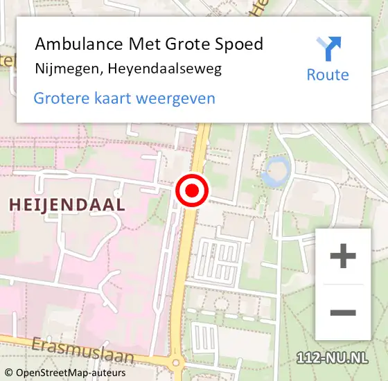 Locatie op kaart van de 112 melding: Ambulance Met Grote Spoed Naar Nijmegen, Heyendaalseweg op 7 december 2017 12:26