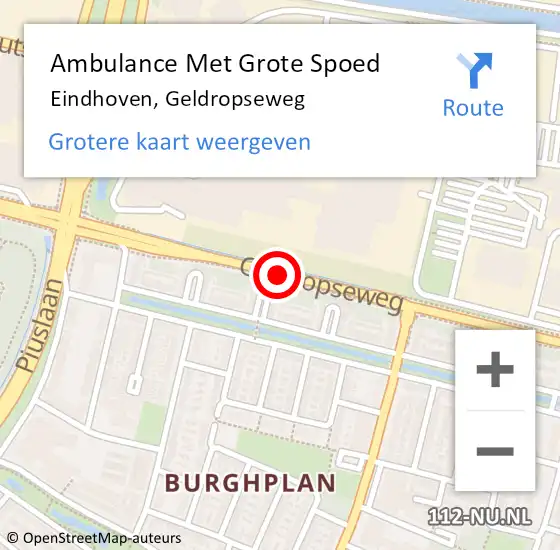 Locatie op kaart van de 112 melding: Ambulance Met Grote Spoed Naar Eindhoven, Geldropseweg op 7 december 2017 14:17