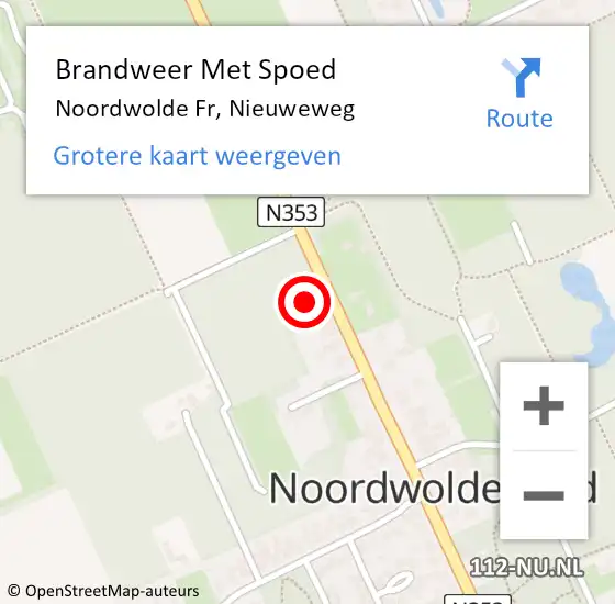 Locatie op kaart van de 112 melding: Brandweer Met Spoed Naar Noordwolde Fr, Nieuweweg op 7 december 2017 17:23