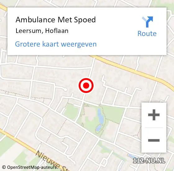 Locatie op kaart van de 112 melding: Ambulance Met Spoed Naar Leersum, Hoflaan op 7 december 2017 17:48