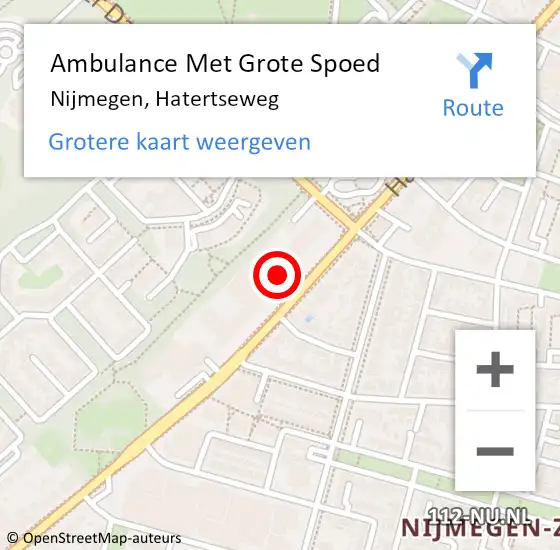 Locatie op kaart van de 112 melding: Ambulance Met Grote Spoed Naar Nijmegen, Hatertseweg op 7 december 2017 19:16