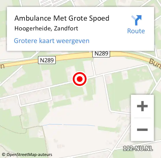 Locatie op kaart van de 112 melding: Ambulance Met Grote Spoed Naar Hoogerheide, Zandfort op 7 december 2017 20:12