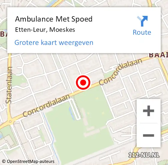 Locatie op kaart van de 112 melding: Ambulance Met Spoed Naar Etten-Leur, Moeskes op 7 december 2017 21:22