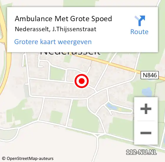 Locatie op kaart van de 112 melding: Ambulance Met Grote Spoed Naar Nederasselt, J.Thijssenstraat op 7 december 2017 22:28