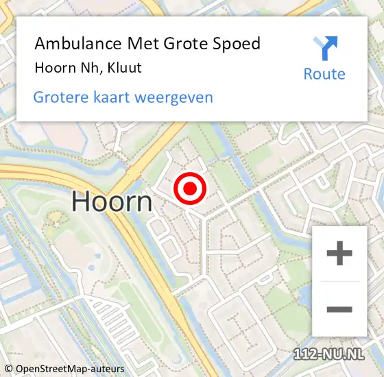 Locatie op kaart van de 112 melding: Ambulance Met Grote Spoed Naar Hoorn Nh, Kluut op 7 december 2017 23:22