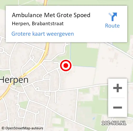 Locatie op kaart van de 112 melding: Ambulance Met Grote Spoed Naar Herpen, Brabantstraat op 7 december 2017 23:57