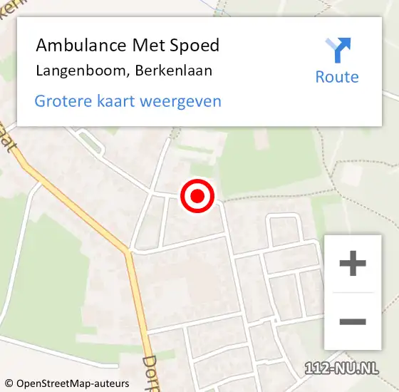 Locatie op kaart van de 112 melding: Ambulance Met Spoed Naar Langenboom, Berkenlaan op 7 december 2017 23:57
