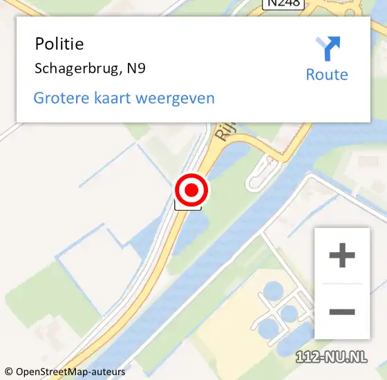 Locatie op kaart van de 112 melding: Politie Schagerbrug, N9 op 8 december 2017 07:17
