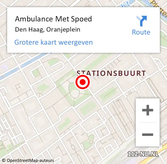 Locatie op kaart van de 112 melding: Ambulance Met Spoed Naar Den Haag, Oranjeplein op 8 december 2017 11:11