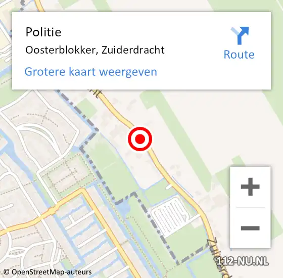 Locatie op kaart van de 112 melding: Politie Oosterblokker, Zuiderdracht op 8 december 2017 13:38