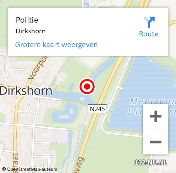 Locatie op kaart van de 112 melding: Politie Dirkshorn op 8 december 2017 14:35