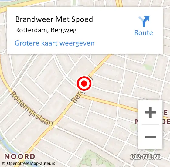 Locatie op kaart van de 112 melding: Brandweer Met Spoed Naar Rotterdam, Bergweg op 8 december 2017 16:23