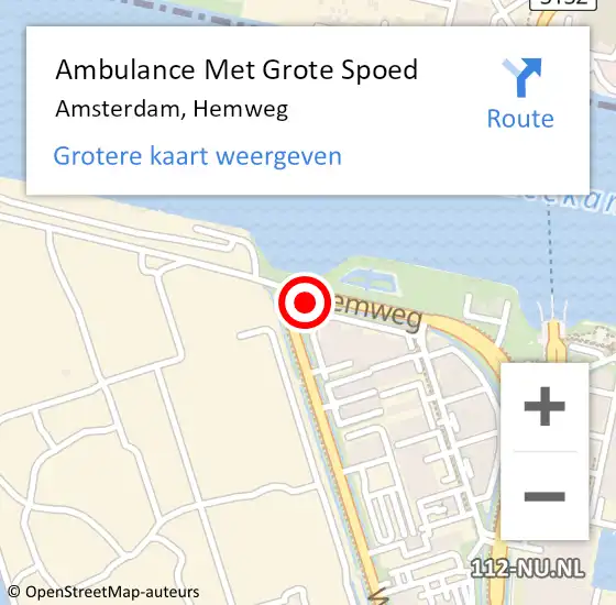 Locatie op kaart van de 112 melding: Ambulance Met Grote Spoed Naar Amsterdam, Hemweg op 8 december 2017 17:47