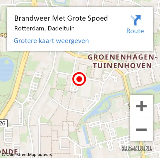 Locatie op kaart van de 112 melding: Brandweer Met Grote Spoed Naar Rotterdam, Dadeltuin op 8 december 2017 18:47