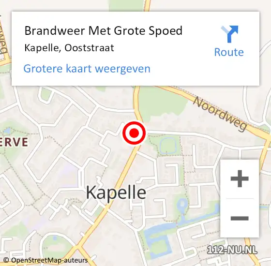Locatie op kaart van de 112 melding: Brandweer Met Grote Spoed Naar Kapelle, Ooststraat op 9 december 2017 00:01