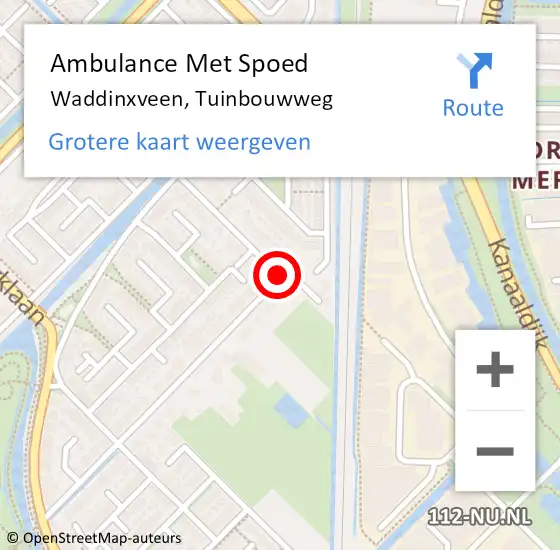Locatie op kaart van de 112 melding: Ambulance Met Spoed Naar Waddinxveen, Tuinbouwweg op 9 december 2017 02:08