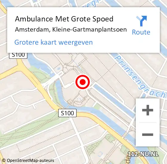 Locatie op kaart van de 112 melding: Ambulance Met Grote Spoed Naar Amsterdam, Kleine-Gartmanplantsoen op 9 december 2017 03:31
