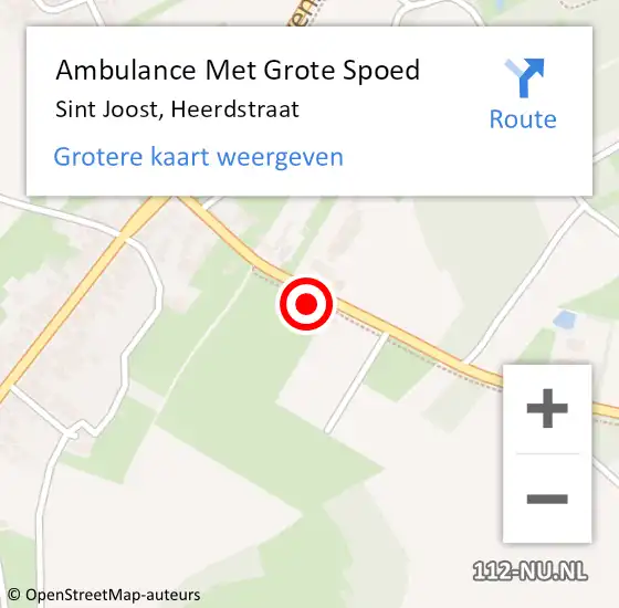 Locatie op kaart van de 112 melding: Ambulance Met Grote Spoed Naar Sint Joost, Heerdstraat op 9 december 2017 06:47
