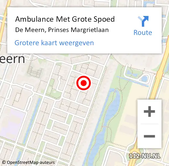 Locatie op kaart van de 112 melding: Ambulance Met Grote Spoed Naar De Meern, Prinses Margrietlaan op 9 december 2017 09:30