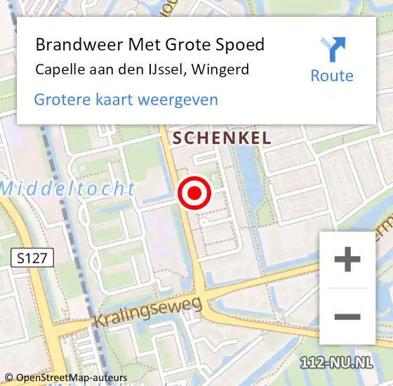 Locatie op kaart van de 112 melding: Brandweer Met Grote Spoed Naar Capelle aan den IJssel, Wingerd op 9 december 2017 16:40
