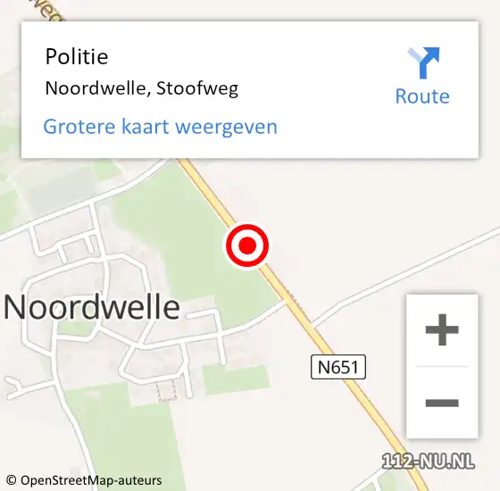 Locatie op kaart van de 112 melding: Politie Noordwelle, Stoofweg op 9 december 2017 17:58
