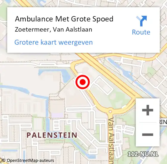 Locatie op kaart van de 112 melding: Ambulance Met Grote Spoed Naar Zoetermeer, van Aalstlaan op 9 december 2017 21:04