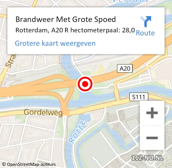 Locatie op kaart van de 112 melding: Brandweer Met Grote Spoed Naar Rotterdam, A20 L hectometerpaal: 30,1 op 9 december 2017 22:54