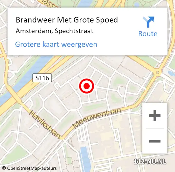 Locatie op kaart van de 112 melding: Brandweer Met Grote Spoed Naar Amsterdam, Spechtstraat op 9 december 2017 23:07