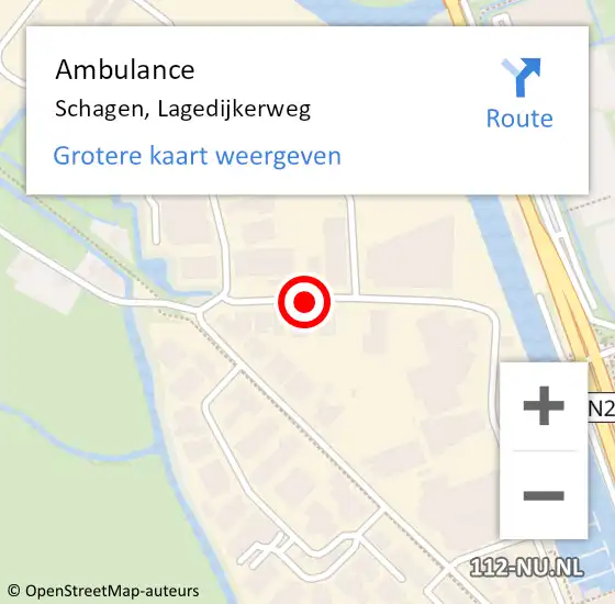 Locatie op kaart van de 112 melding: Ambulance Schagen, Lagedijkerweg op 10 december 2017 00:02