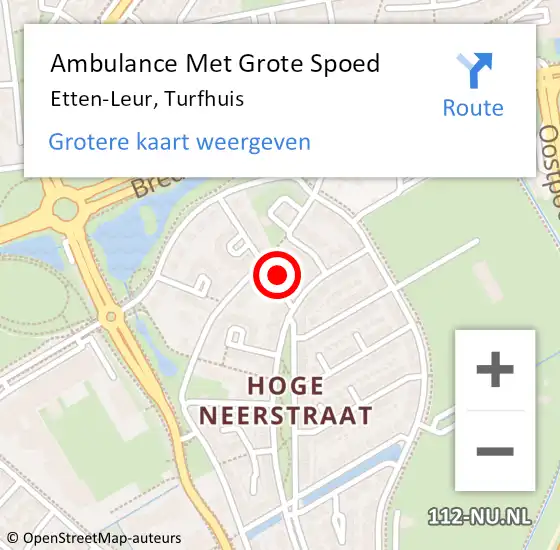 Locatie op kaart van de 112 melding: Ambulance Met Grote Spoed Naar Etten-Leur, Turfhuis op 10 december 2017 04:51