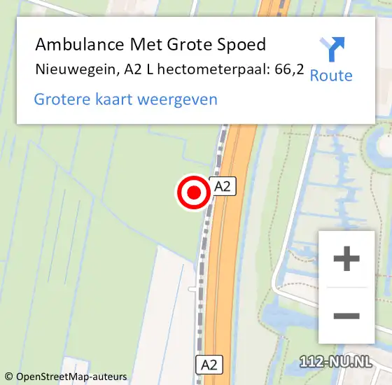 Locatie op kaart van de 112 melding: Ambulance Met Grote Spoed Naar Nieuwegein, A2 L hectometerpaal: 66,2 op 10 december 2017 06:52