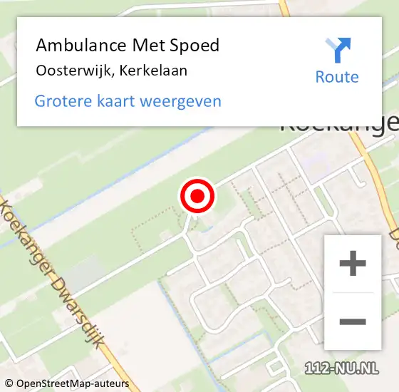 Locatie op kaart van de 112 melding: Ambulance Met Spoed Naar Oosterwijk, Kerkelaan op 10 december 2017 10:33