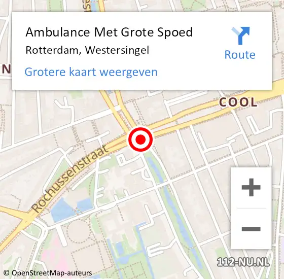 Locatie op kaart van de 112 melding: Ambulance Met Grote Spoed Naar Rotterdam, Westersingel op 10 december 2017 10:53