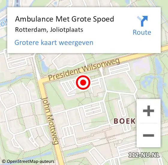 Locatie op kaart van de 112 melding: Ambulance Met Grote Spoed Naar Rotterdam, Joliotplaats op 10 december 2017 11:56