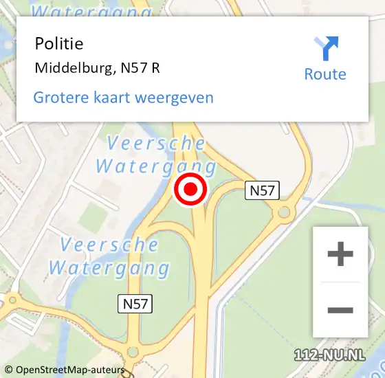 Locatie op kaart van de 112 melding: Politie Middelburg, N57 R op 10 december 2017 11:56