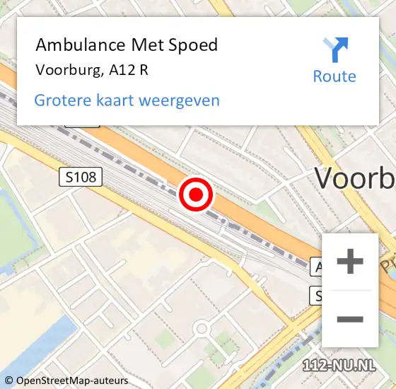 Locatie op kaart van de 112 melding: Ambulance Met Spoed Naar Voorburg, A12 L hectometerpaal: 4,9 op 10 december 2017 12:09
