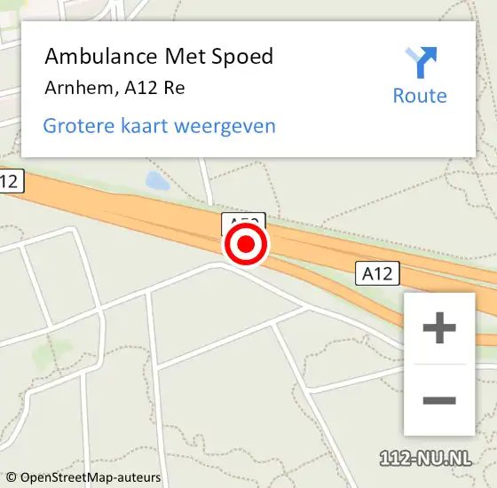 Locatie op kaart van de 112 melding: Ambulance Met Spoed Naar Arnhem, A12 L hectometerpaal: 130,8 op 10 december 2017 12:42