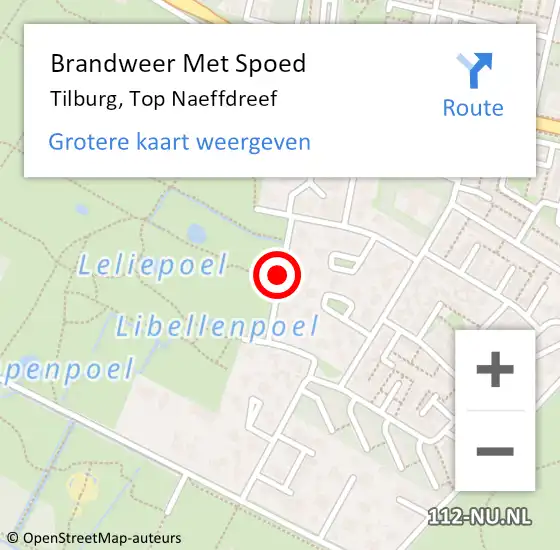 Locatie op kaart van de 112 melding: Brandweer Met Spoed Naar Tilburg, Top Naeffdreef op 10 december 2017 13:17