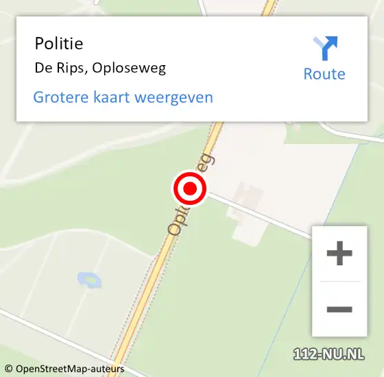 Locatie op kaart van de 112 melding: Politie De Rips, Oploseweg op 10 december 2017 16:02