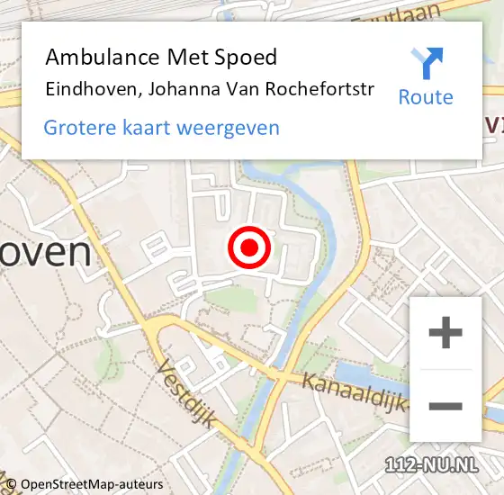 Locatie op kaart van de 112 melding: Ambulance Met Spoed Naar Eindhoven, Johanna Van Rochefortstr op 10 december 2017 17:28