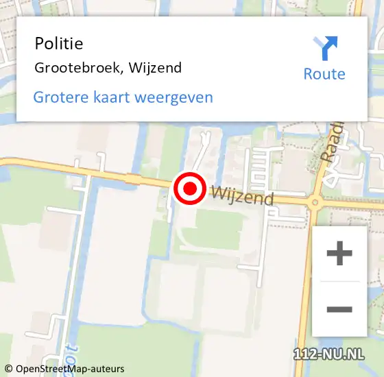 Locatie op kaart van de 112 melding: Politie Grootebroek, Wijzend op 10 december 2017 17:59
